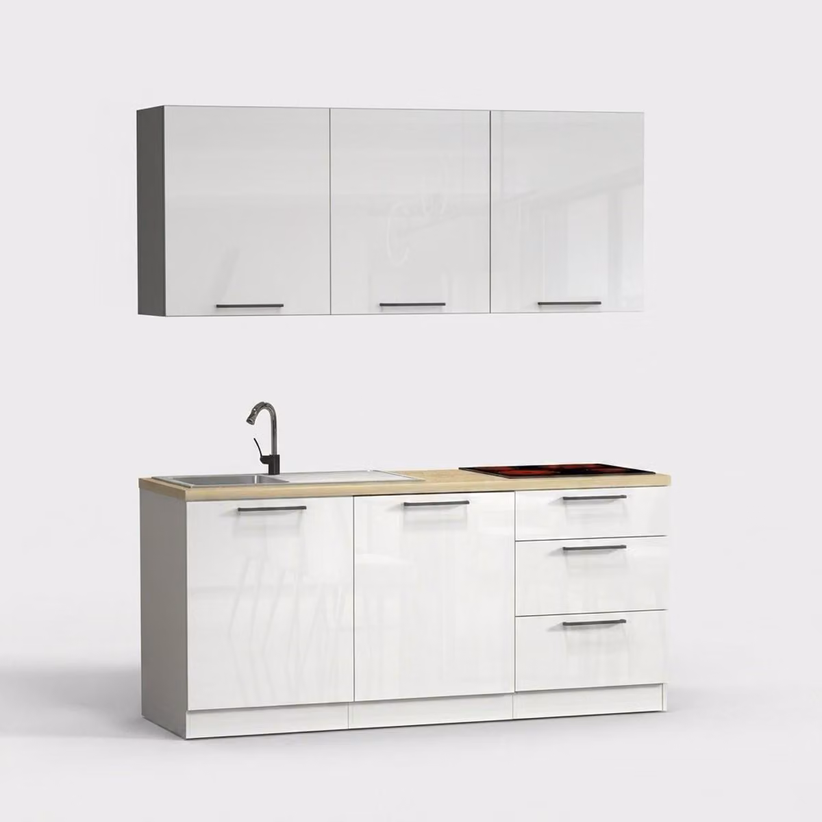 Cucina completa moderna e lineare con lavello Arvok 180 - bianca