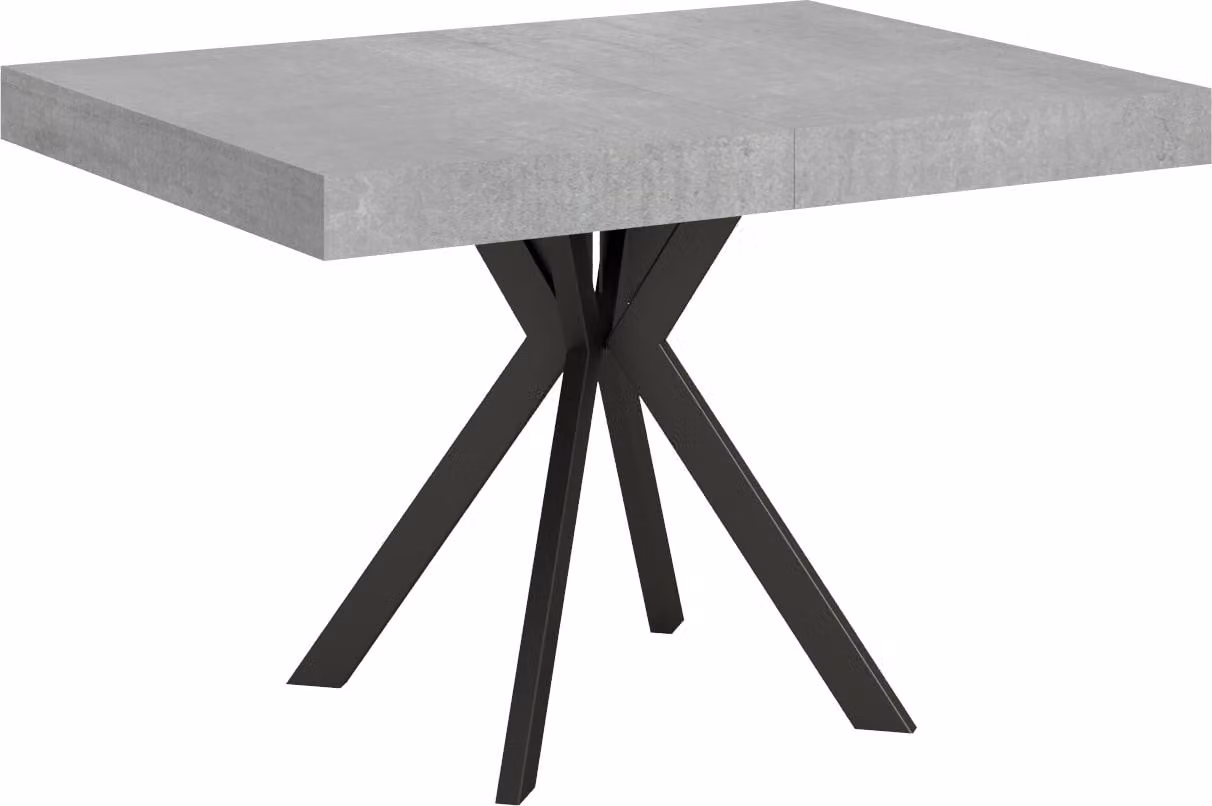 ITYHOME - Tavolo allungabile 120/224x90 cm Dolcezza cemento gambe antracite