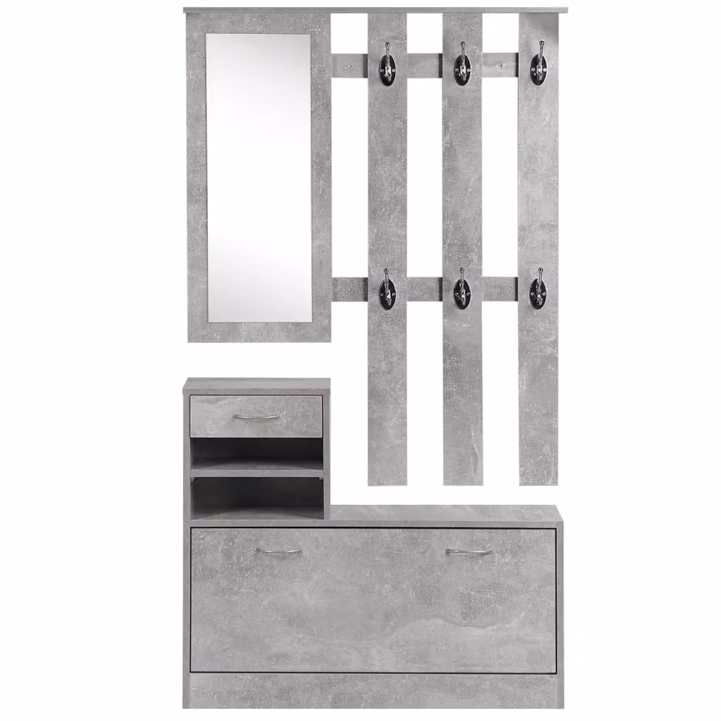 Mobile da Ingresso Moderno con Appendiabiti e Scarpiera Grigio Cemento DESIGN IN – 2