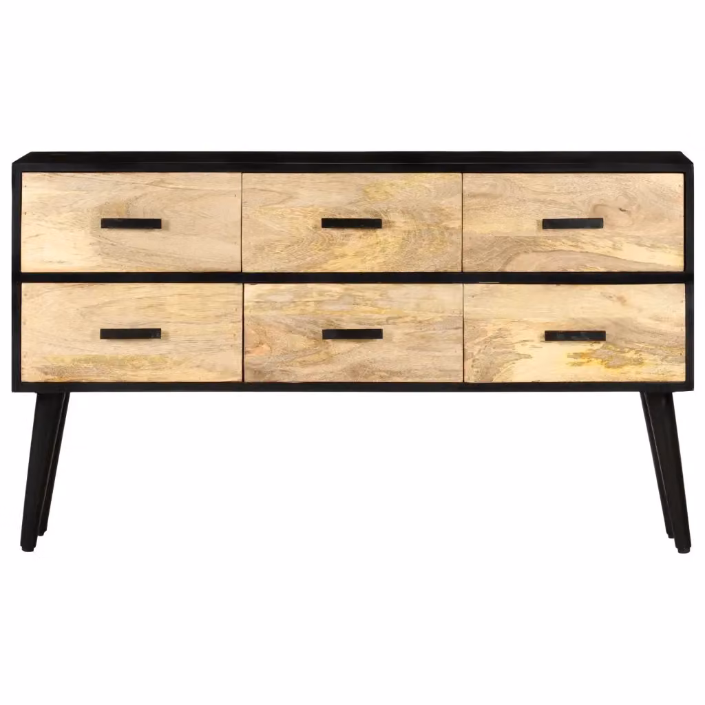 Credenza Buffet in Legno Massello di Mango Marrone Stile Mid-Century L: 110 cm, P: 33 cm, H: 64 cm – 2