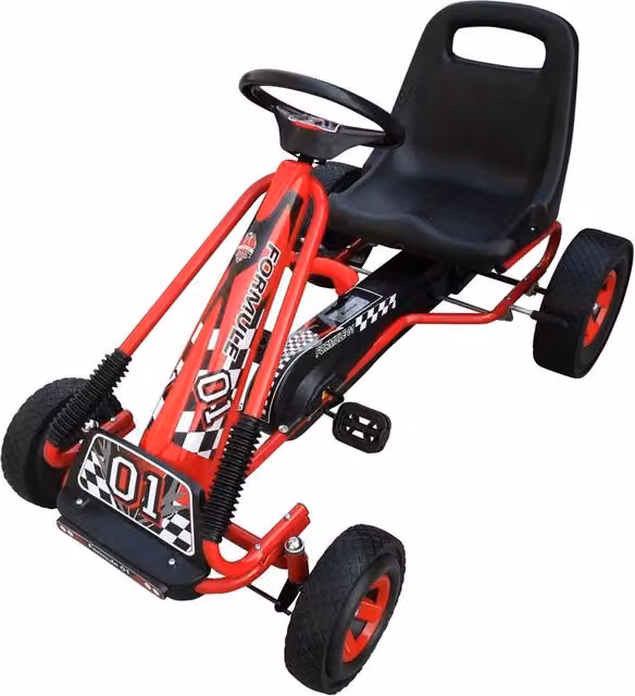Go-kart a pedali rosso per bambini con altezza regolabile L: 96 cm, P: 60 cm, H: 56 cm
