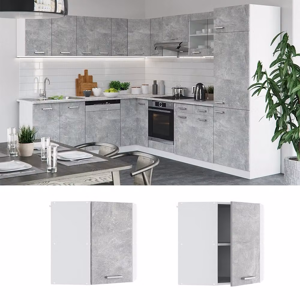 Mobile angolare da cucina Vicco R-Line Bianco e Grigio con ante a battente e finitura opaca L/P/H: 57 x 60 x 31 cm – 2