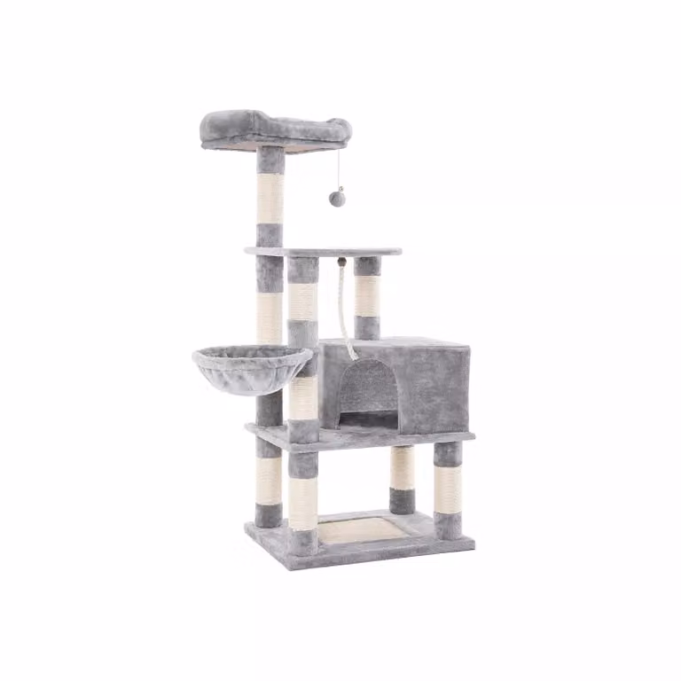 In And OutdoorMatch Tiragraffi Katlynn - Per gatti - 138 cm - Grigio - Morbida amaca da letto per gatti - Gioco per gatti - Adatto a gattini piccoli
