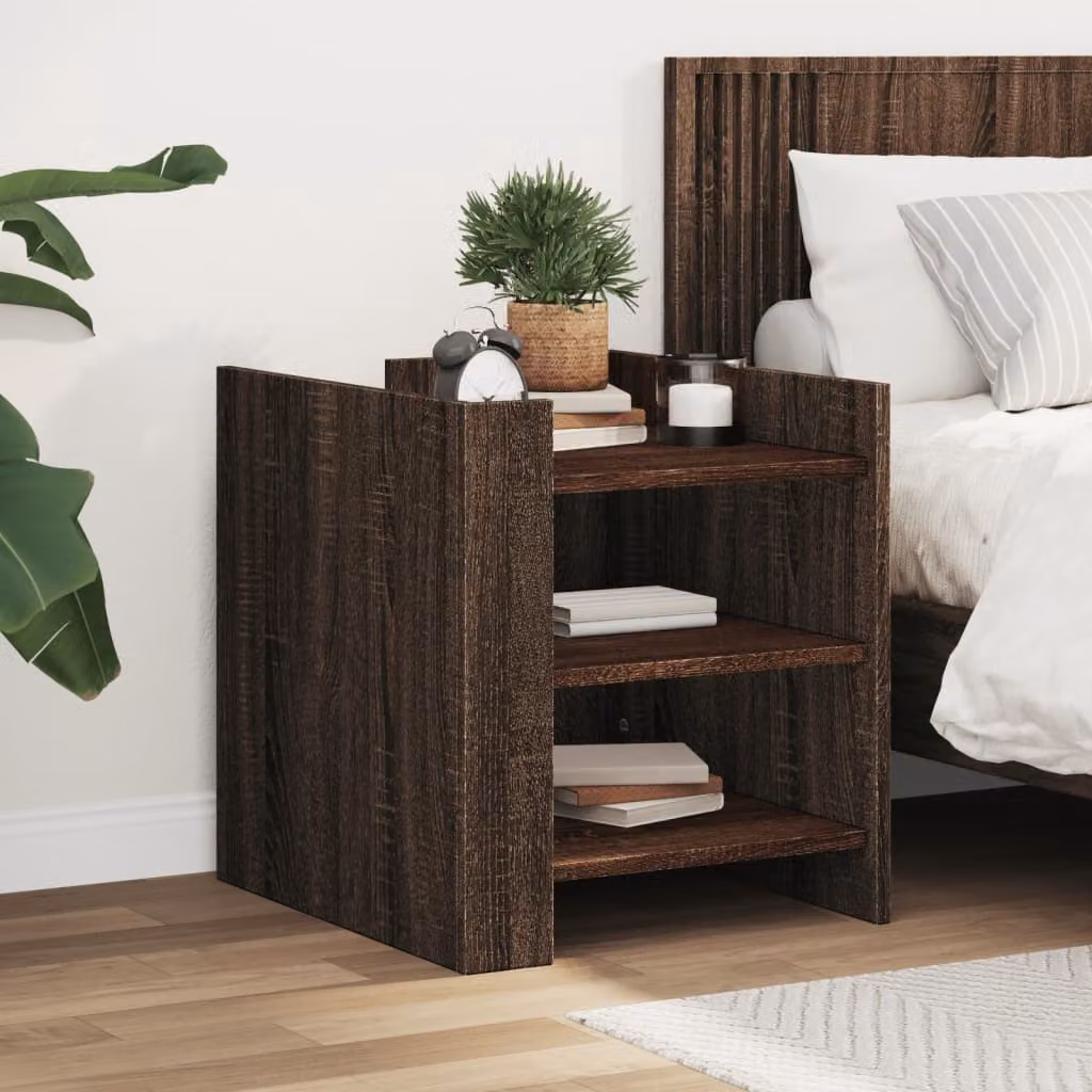 Comodino moderno vidaXL in legno rovere marrone, sospeso, L 45 cm x P 50 cm x H 50 cm
