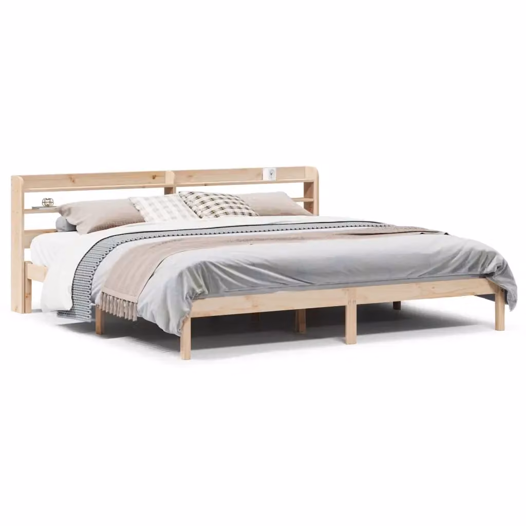 Letto senza materasso vidaXL in legno massello di pino rustico beige L: 180 cm, P: 200 cm, H: 190 cm – 2