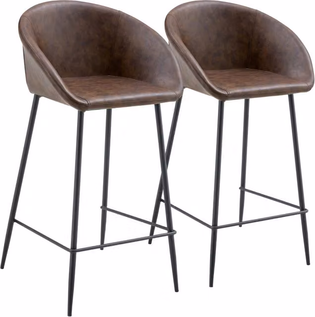 Set di 2 sgabelli da bar ACHILLE in similpelle marrone