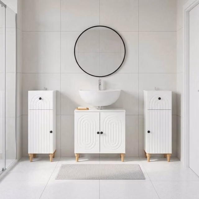 Set di armadietti da bagno in 3 pezzi ALKMAAR Bianco Lucido 3417994