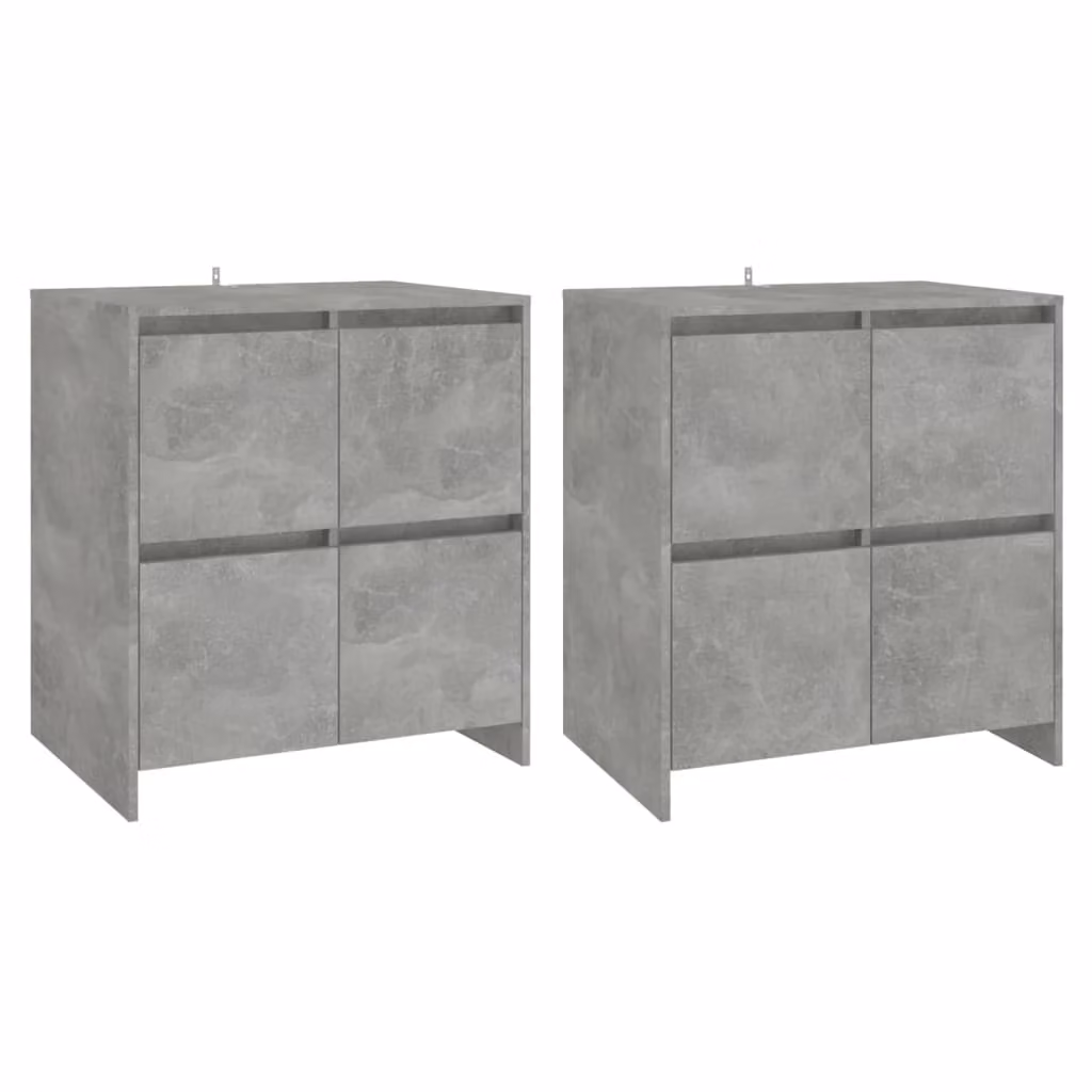 Credenze 2 pz Grigio Cemento 70x41x75 cm in Legno Multistrato