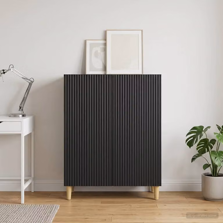 Credenza moderna vidaXL in legno MDF nero L: 66 cm, P: 34,5 cm, H: 90 cm