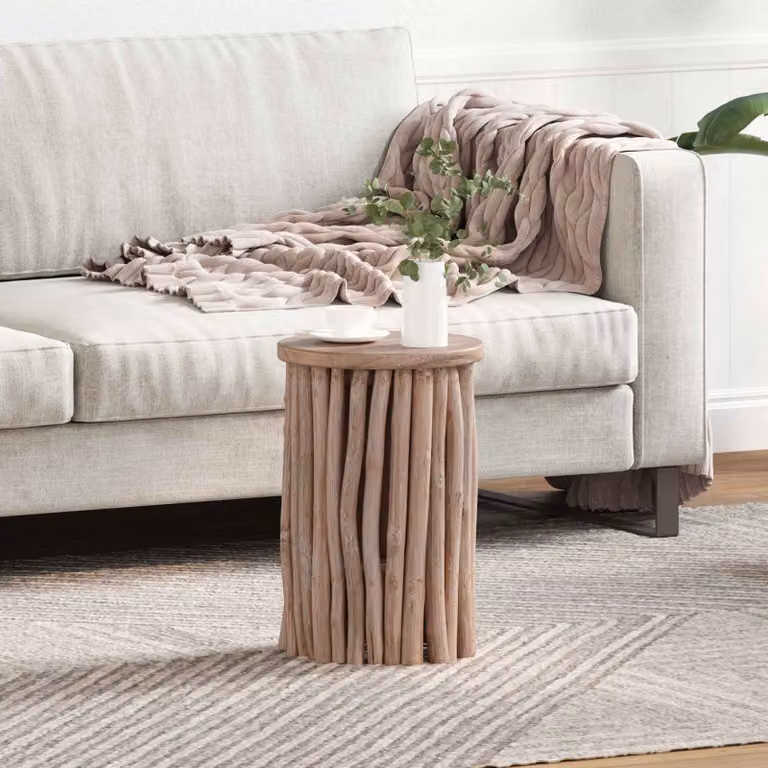 Pouf vidaXL in legno di teak massiccio naturale stile rustico L/P/H: 30 x 30 x 45 cm