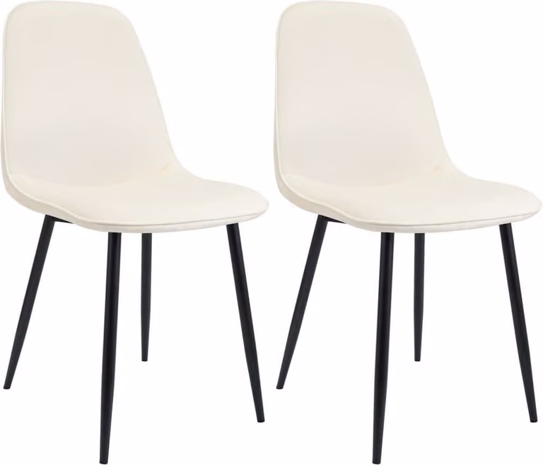 set di 2 sedie da pranzo - sedie in velluto - comfort ergonomico - crema, struttura in metallo robusto