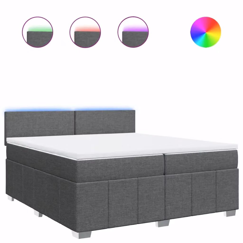 Letto Ibrido con Giroletto a Molle e Materasso vidaXL, Grigio e Bianco, L/P: 200 x 200 cm – 2
