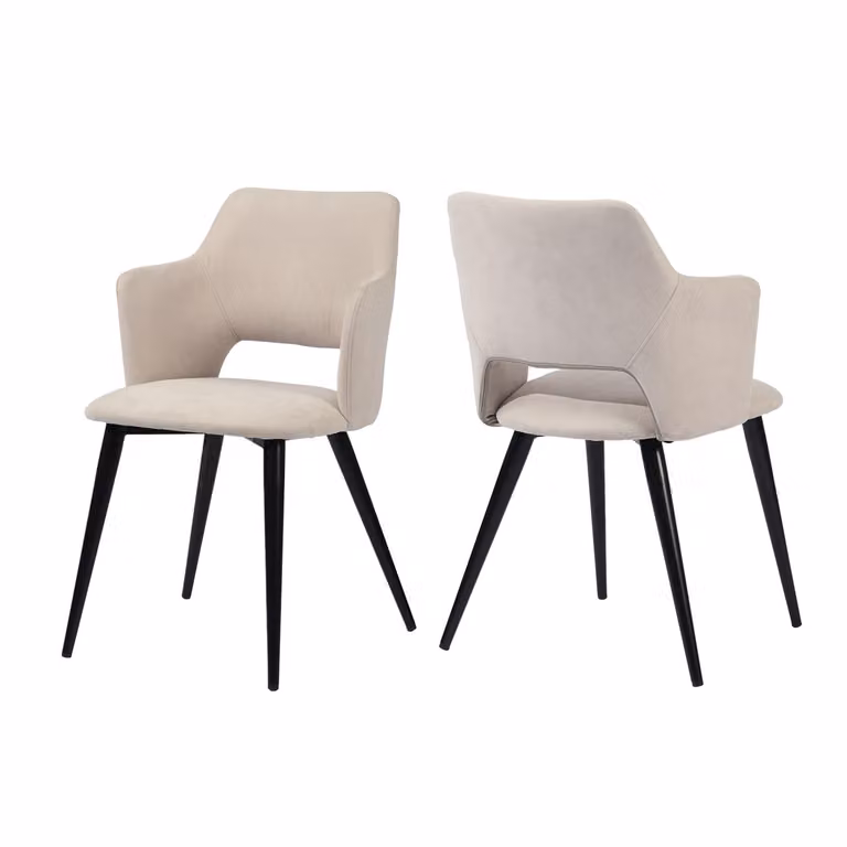 Meubles Cosy, set da 2 poltrone da sala da pranzo in stile scandinavo in tessuto beige - AKANJI