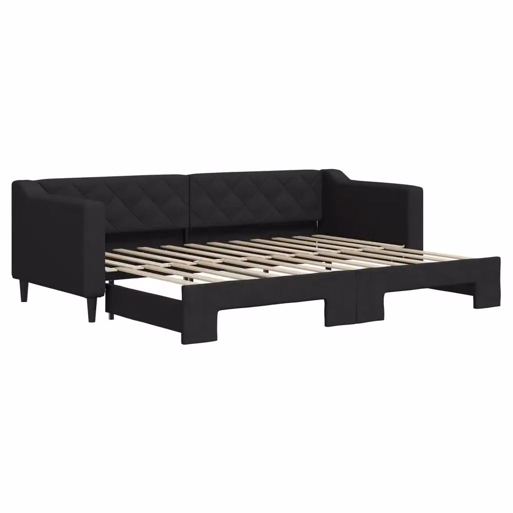 Divano Letto Moderno vidaXL Nero con Struttura Imbottita L: 172,5 cm, P: 90 cm, H: 67 cm – 2