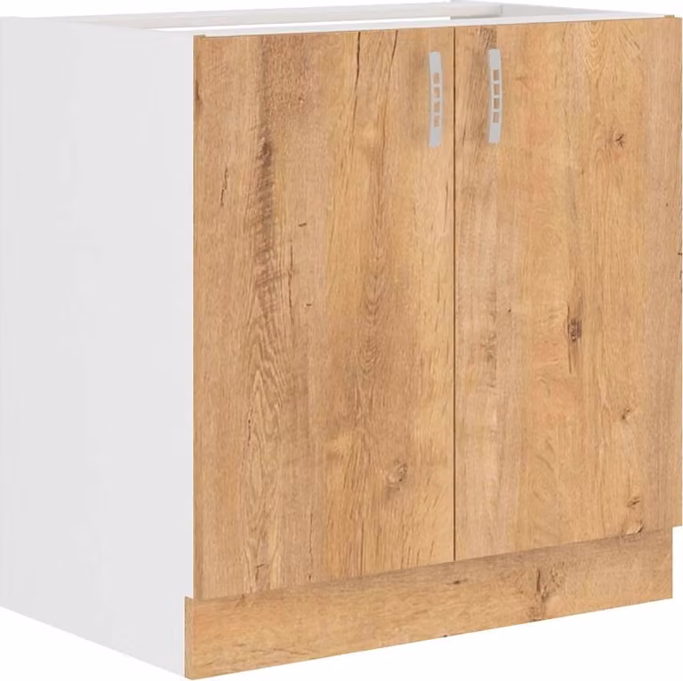 Armadietto per lavello SABRYA - larghezza 80 cm, rovere lefkas / bianco