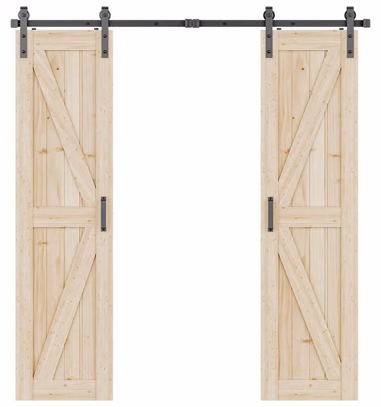Set completo di porta scorrevole in legno, larghezza 305 cm