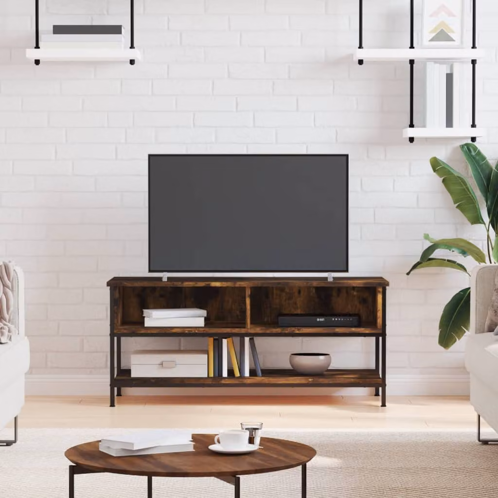 Mobile Porta TV vidaXL in stile industriale, Rovere Fumo, L 100 cm x P 35 cm x H 45 cm