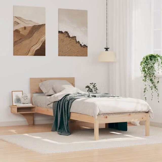 Struttura letto in pino massello marrone con giroletto DESIGN IN L/P/H: 140 x 200 x 73 cm – 1