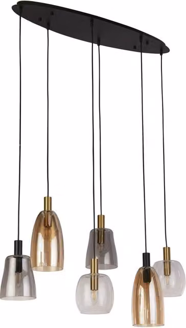 Lampadario Classico Divine Acciaio Nero Vetro 6 Luci E14