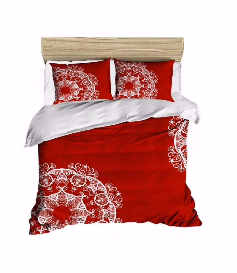 L'Essentiel Linge de Maison, Adal- PRL1272, rosso, bianco, piumoni, parte superiore del piumone e federa: 100% microsatinato di poliestere