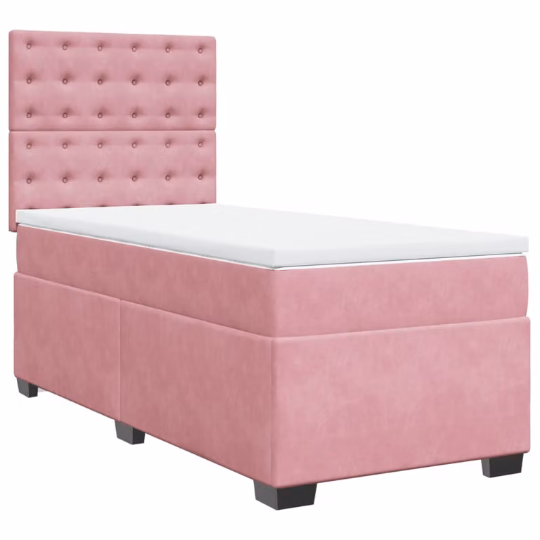 Giroletto a Molle con Materasso Rosa 80x200 cm in Velluto