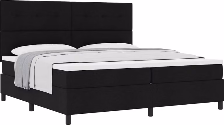 Letto a molle con materasso nero 200 x 200 cm in tessuto