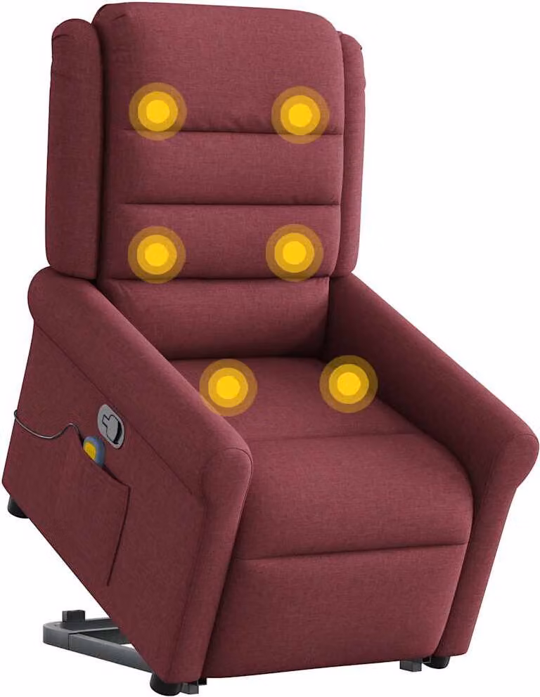 Poltrona Alzapersona Massaggio Reclinabile Rosso Vino Tessuto