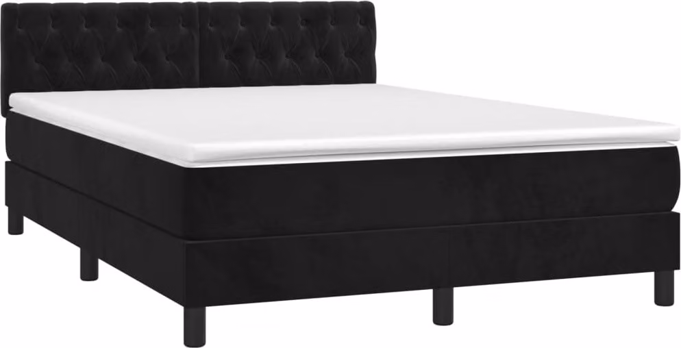 Giroletto a Molle con Materasso Nero 140x190 cm in Velluto