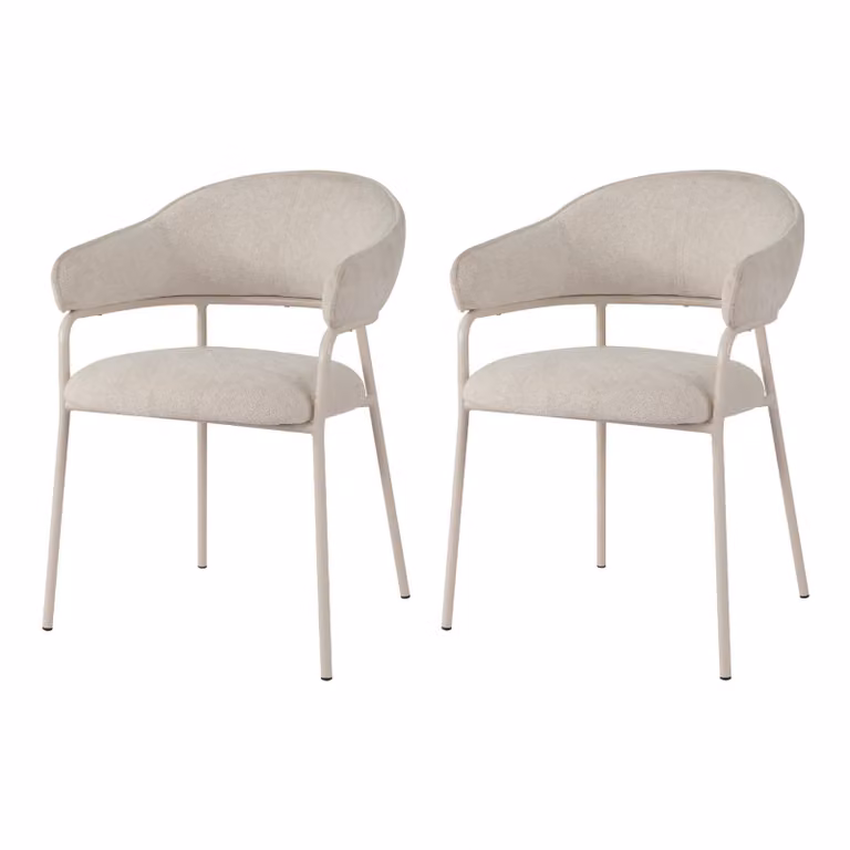 Rebecca Mobili sedie Dorstenia 82,5x57x56,5 tessuto poliestere acciaio bianco perla Moderno SET 2 pezzi