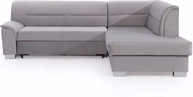 Divano angolare convertibile TROMSO MEUBLORAMA grigio effetto velluto con angolo destro e contenitore L/P/H: 247 x 141 x 83 cm – 1