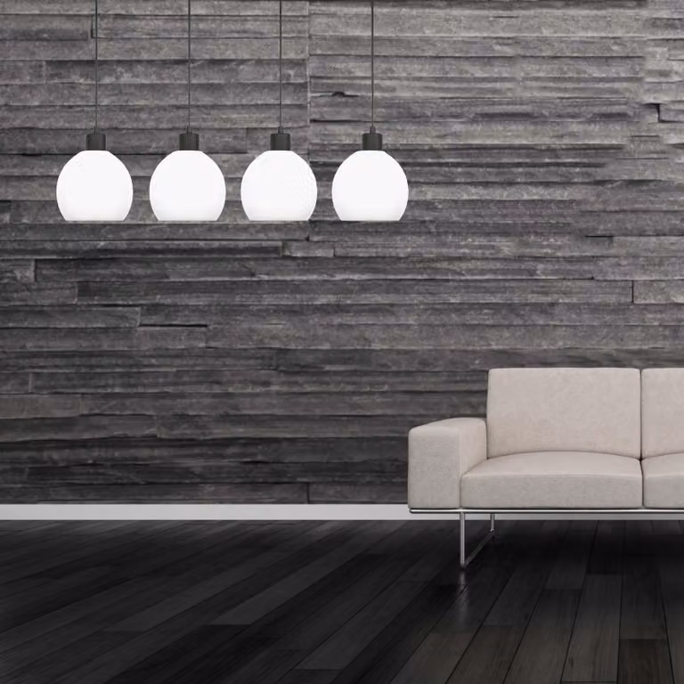 Lampada a sospensione nera con paralume bianco KATARA 14-171