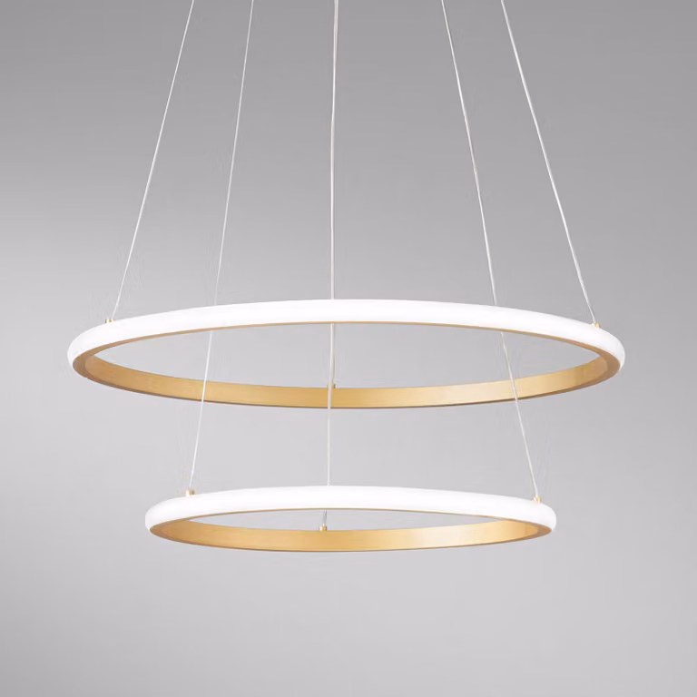 Luce Ambiente Design Lampada LED a sospensione Axis, Ø 60/40 cm, metallo dorato CCT, RGB Axis, Ottone / Oro, Soggiorno / Sala da pranzo, Metallo, Moderno
