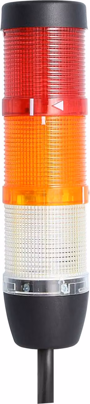 Colonna luminosa STEX24 bianca-gialla-rossa, 50 mm, 24 V CA/CC, LED a luce fissa, cavo da 2,5 metri, SS50-OB3/24 149 Tecnica di collegamento: