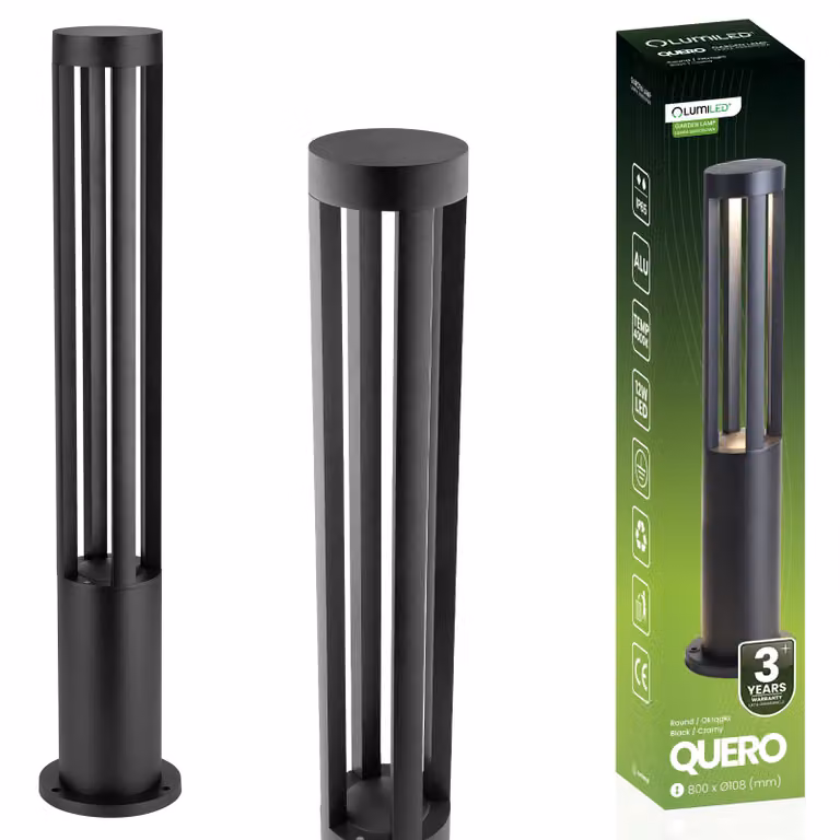 LUMILED luce da sentiero 12W luce da bitta da esterno lampada da terra lampada da terra luce da esterno illuminazione da giardino luce da sentiero montante 80cm IP65 nero zoccolo in alluminio resistente agli schizzi
