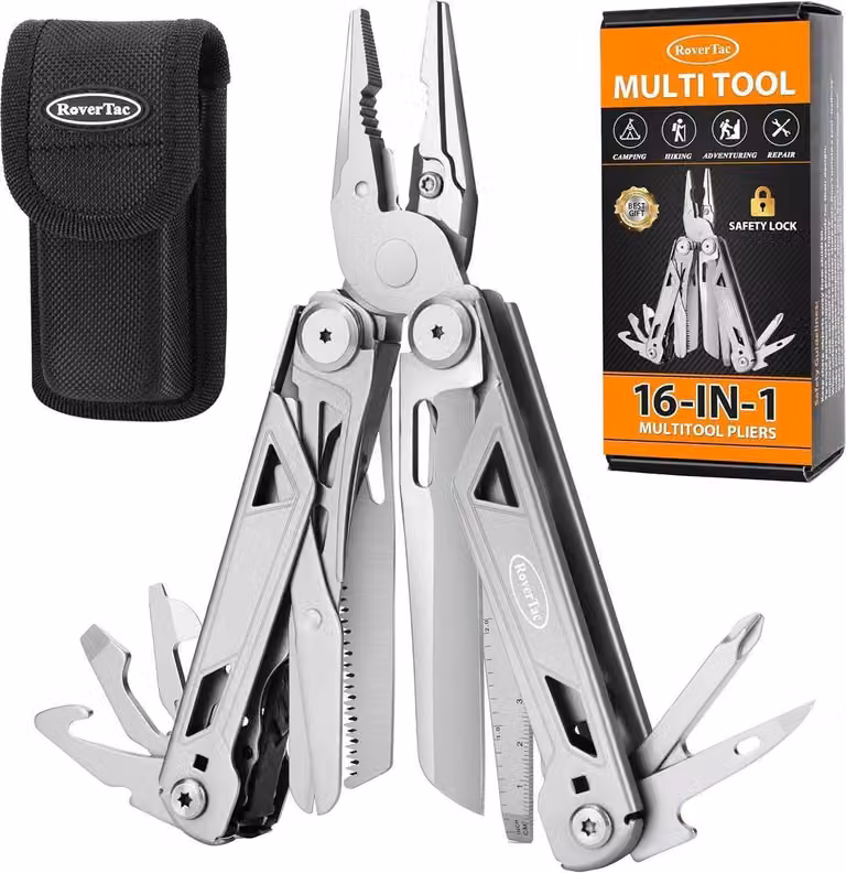 Strumento multiuso Set di pinze Coltello tascabile 16 in 1 Gadget da campeggio all'aperto