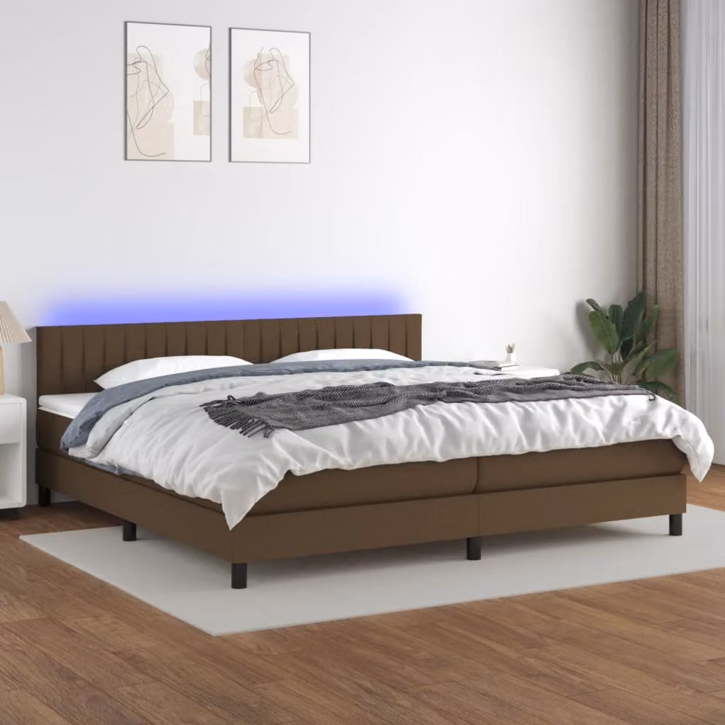 Maison Exclusive - Letto a Molle Materasso e LED Marronescuro 200x200cm in Tessuto