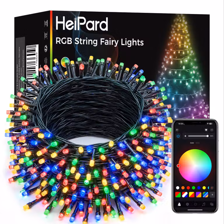 Catena luminosa RGB, 2 metri, 200 LED, controllo tramite app e telecomando, 6W