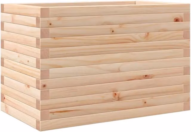 Fioriera rialzata in legno di pino massiccio marrone e beige per giardino ornamentale o orto, L 70 cm x P 40 cm x H 45,5 cm