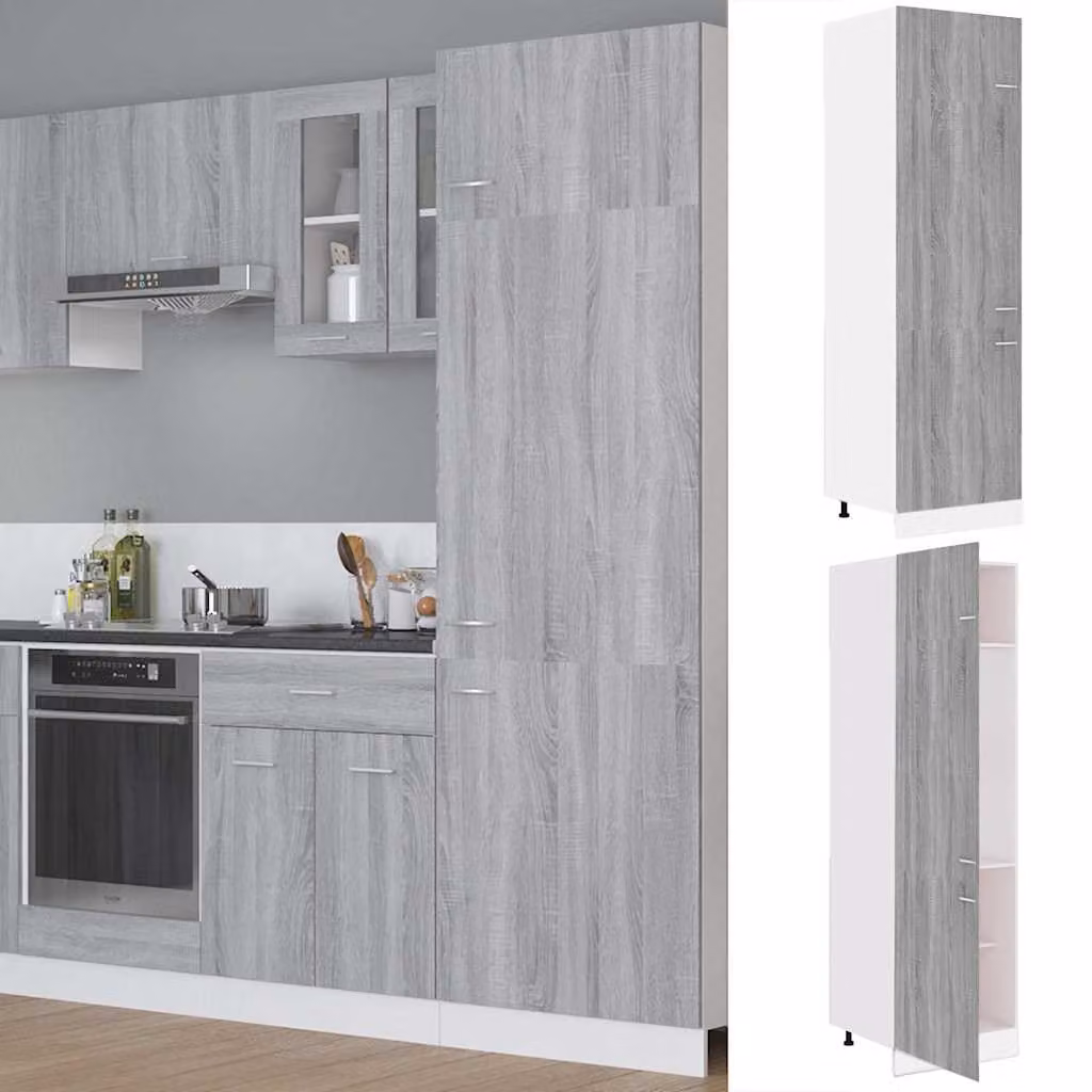 Armadio per Frigo vidaXL Moderno Grigio con Ante a Battente L: 60 cm, P: 57 cm, H: 207 cm – 1