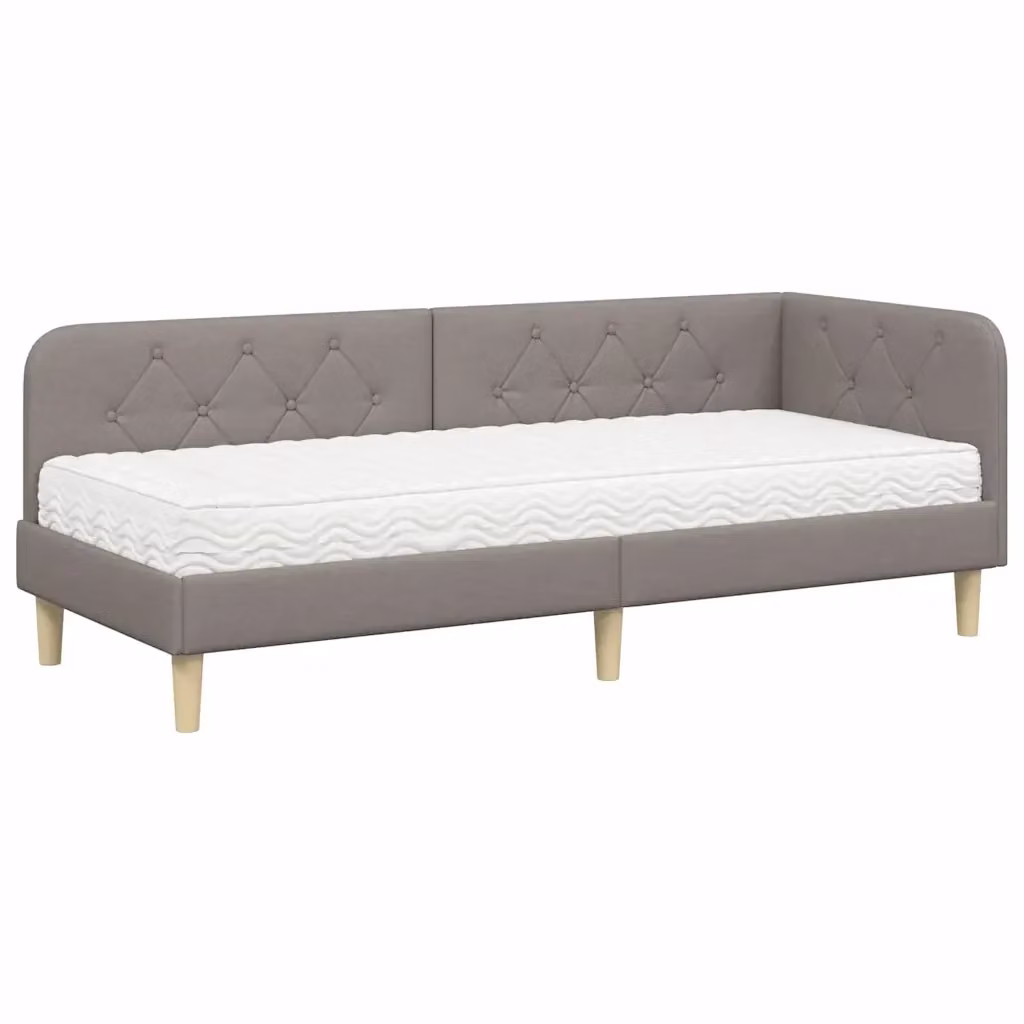 Letto ad angolo con chaise longue asimmetrica vidaXL in tessuto beige o grigio L/P/H: 204 x 80 x 140 cm – 2