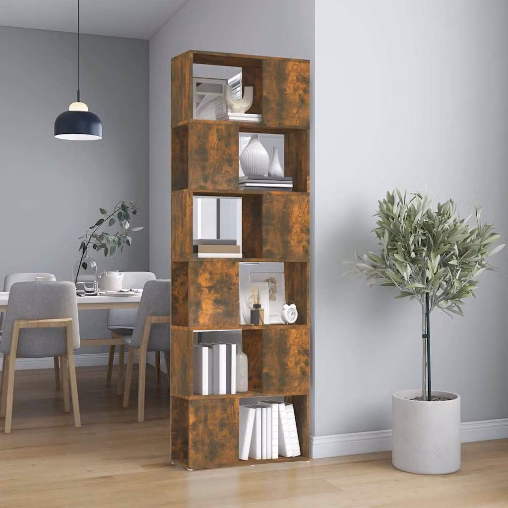 Libreria/Divisorio vidaXL in Rovere Fumo, L: 60 cm, P: 24 cm, H: 186 cm