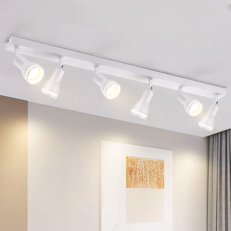 ZMH LED plafoniera bianca a 6 fiamme GU10 orientabile moderno faretto da parete in metallo per soggiorno cucina camera da letto, senza lampadine