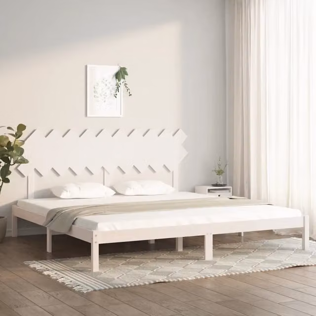 Letto con giroletto bianco in legno massello di pino vidaXL L/P: 200 x 200 cm – 1