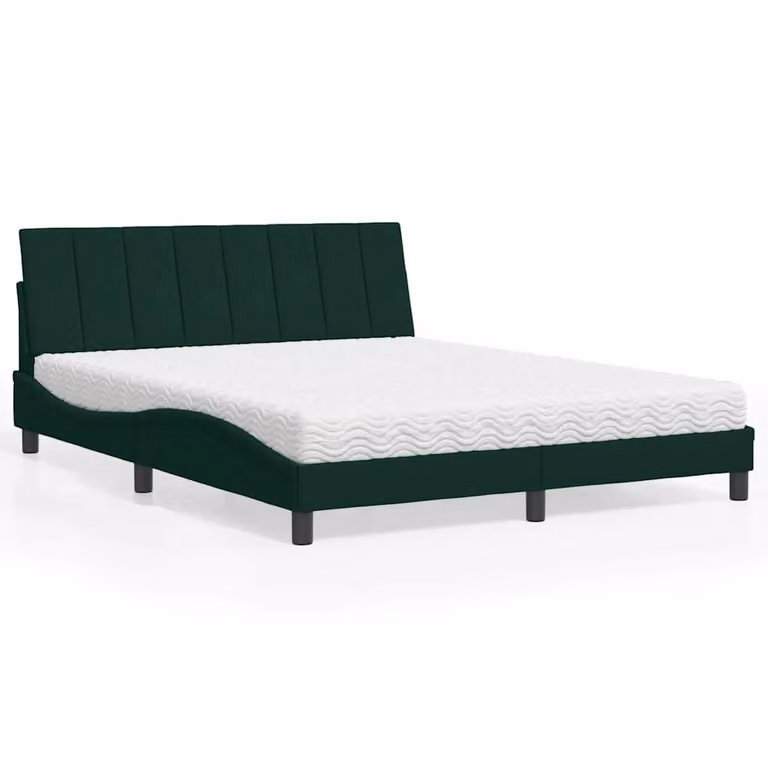 Letto con Materasso Hanko vidaXL in Velluto Verde Scuro L/P: 160 x 200 cm