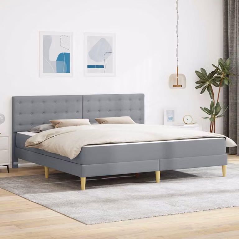 vidaXL Struttura letto con materasso in tessuto Grigio Chiaro L/P/H: 200 x 200 x 28 cm