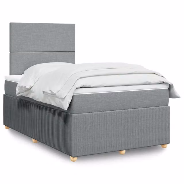 Letto Ibrido vidaXL con Giroletto a Molle e Materasso Grigio Chiaro e Bianco L/P/H: 200 x 120 x 150,5 cm
