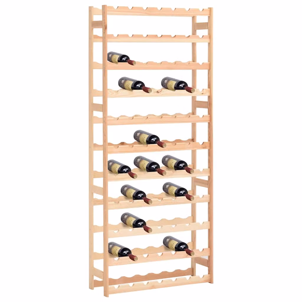 vidaXL Portavini da 77 Bottiglie in Legno di Pino Rustico Beige