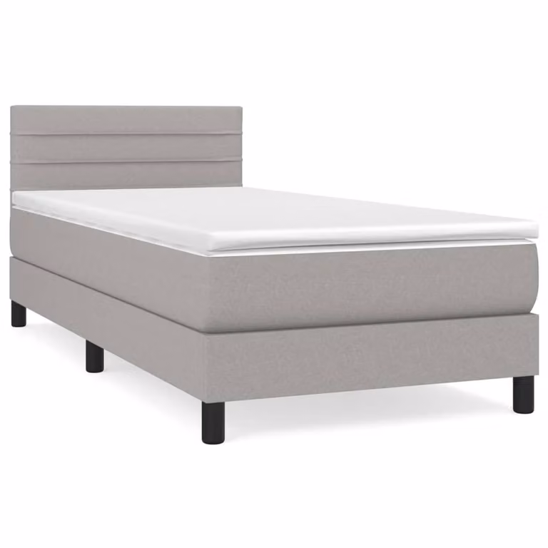 Giroletto a Molle con Materasso Grigio Chiaro 90x200 cm Tessuto