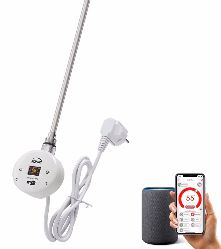 Stiratore elettrico Wi-Fi, 600 W, bianco, con termostato e controllo tramite app