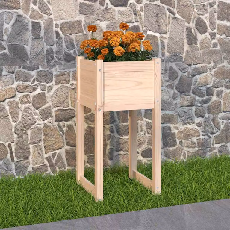 Fioriera vidaXL in legno di pino marrone e beige L/P/H: 40 x 40 x 81 cm